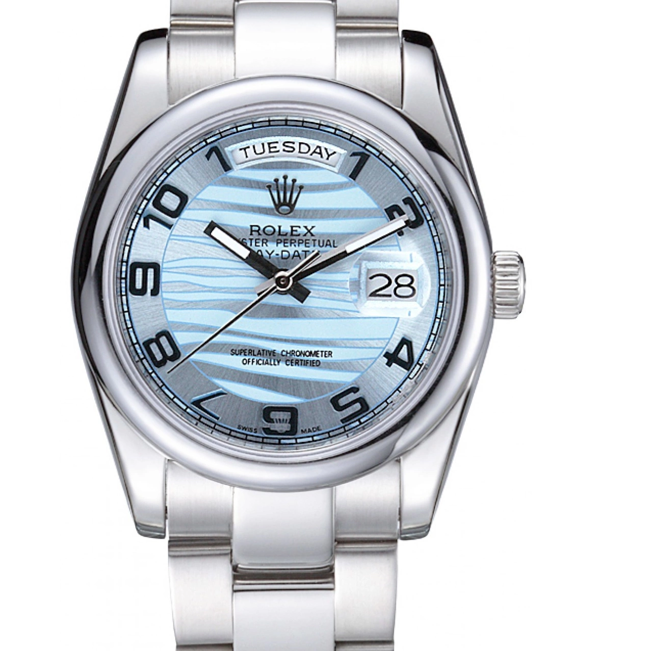 7470 Rolex Dial Polished DayDate Bezel Silver White 0819